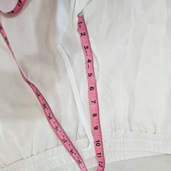 Talbots White 100% Linen Drawstring Pants Medium Casual Tropical - Picture 8 of 10